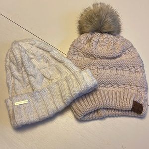 Cream and white beanies